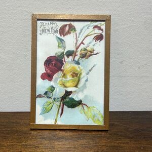 Vintage Miniature Floral Rose Print In Copper Frame From Disney Cottagecore ‘85